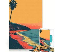 Puzzle 1000 pièces pour Adolescents,thème Coucher de Soleil sur la Plage de Los Angeles,découpe précise,Jeu de logique Amusant et Silencieux,décoration de Noël,Cadeau (38x26cm)