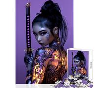 Puzzle 1000 pièces pour Adolescents Thème Cyberpunk samouraï féminin Jeu Anti-Stress Idée Cadeau pour Un Père Noël Secret Jeu Impossible Stimule Le Cerveau Dimensions 38x26cm