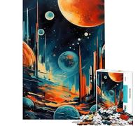 Puzzle 1000 pièces pour Adolescents thème Espace Abstrait Peinture Gouache défi à relever décoration Parfaite Jouet Anti-Stress à partir de 14 Ans 38x52cm