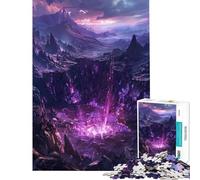 Puzzle 1000 pièces pour Adolescents thème Explosion de Cristaux Violets pour des activités Amusantes à la Maison et en Famille Jeu Impossible à partir de 14 Ans 38x26cm
