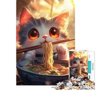 Puzzle 1000 pièces pour Adolescents Thème Festin de Chats et Baguettes Jeu Anti-Stress Analyse et logique Défi à relever (Dimensions 50x75cm)