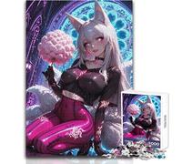 Puzzle 1000 pièces pour Adolescents - Thème : Fille renarde Anime avec Barbe à Papa - Casse-tête Familial - Jeu de rapidité - Jouet éducatif - Dimensions : 50x75cm