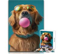 Puzzle 1000 pièces pour Adolescents, thème Golden Retriever et Chewing-Gum, Jeu intellectuel, idéal pour se détendre à la Maison ou comme Cadeau de Noël Secret Dimensions : 50x75cm