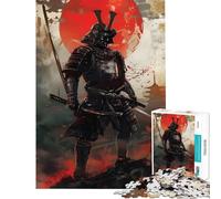 Puzzle 1000 pièces pour Adolescents thème Guerrier samouraï Red Moon Jeu éducatif et Relaxant pour Toute la Famille pour Un Père Noël Secret (Dimensions 38x52cm)