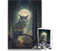 Puzzle 1000 pièces pour Adolescents - Thème Hibou Nuit - Jeu de Puzzle Unique et Stimulant - Cadeau d'anniversaire - Format 38x26cm