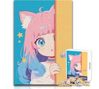 Puzzle 1000 pièces pour Adolescents - Thème Kawaii Anime Fille Qui Regarde par-Dessus Son épaule - Jeu éducatif, Amusant et Humoristique - Cadeau - Dimensions:38x52cm