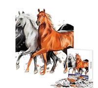 Puzzle 1000 pièces pour Adolescents Thème Les Trois Chevaux au Galop Décoration Jouet Cadeau d'anniversaire Casse-tête Jeu de réflexion détente Dimensions 50x75cm
