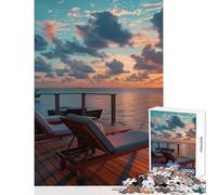 Puzzle 1000 pièces pour Adolescents thème Océan Crépuscule Jeu de Construction Cadeau pour Femmes et Hommes Jeu Pratique Collection d'artistes Beaux-Arts Format 38x52cm