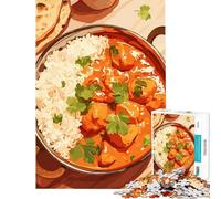 Puzzle 1000 pièces pour Adolescents thème Poulet Tikka Masala et Riz Jeu éducatif Jouet d'apprentissage activité Artistique Cadeau découpe de précision (Taille 38x52cm)