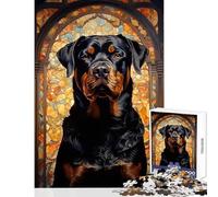 Puzzle 1000 pièces pour Adolescents thème Rottweiler décoration Murale Cadeau de Noël Secret Jeu Impossible pour se détendre et stimuler Son Intellect Dimensions 38x52cm