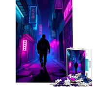 Puzzle 1000 pièces pour Adolescents thème Ruelle de Neon City Jeu éducatif défi Difficile Cadeau d'anniversaire (Taille 75x50cm)