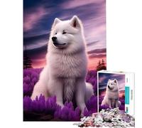 Puzzle 1000 pièces pour Adolescents thème Samoyède et Nature Jeu éducatif Jouet d'apprentissage Cadeau d'art découpe de précision (Taille 38x26cm)