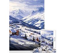 Puzzle 1000 pièces pour Adolescents Thème Station de Ski de l'Alpe d'Huez Décoration intérieure Jouet Cadeau d'anniversaire Jeu éducatif Chaque pièce est Unique Dimensions 38x52cm