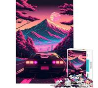 Puzzle 1000 pièces pour Adolescents thème synthwave Voiture en Mouvement défi à relever Jouet Anti-Stress décoration Murale à partir de 14 Ans (50x75cm)