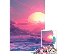 Puzzle 1000 pièces pour Adolescents thème Vaporwave Sunset Jeux éducatifs et relaxants pour Toute la Famille pour Un Père Noël Secret (50x75cm)