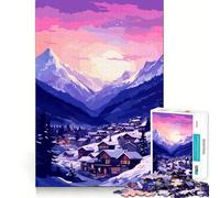 Puzzle 1000 pièces pour Adolescents,thème Village enneigé européen,Art aux Bords précis,activité intellectuelle stimulante,Jeu idéal pour Passer Un Moment agréable,Cadeau d'anniversaire (50x75cm)