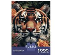 Puzzle 1000 Pièces pour Adolescents Tiger Face Floral Animal Puzzles pour Adolescents - Jeux Relaxants - Anti-Stress - Cadeaux Anti-Stress 52x38cm/1000pcs
