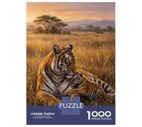 Puzzle 1000 Pièces pour Adolescents Tiger Mother and Cub in Savannah Les Puzzles pour Adolescents Améliorent La Mémoire - Cadeau d'anniversaire, De Noël 38x26cm/1000pcs