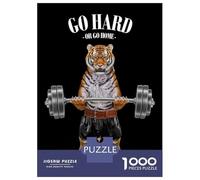 Puzzle 1000 Pièces pour Adolescents Tiger Weightlifting Puzzles pour Adultes, Jeux Amusants, Décoration Murale, Cadeaux Anti-Stress 52x38cm/1000pcs