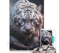 Puzzle 1000 pièces pour Adolescents Tigre Blanc prédateur Jeux relaxants décoration d'intérieur idéal pour décorer Un Bureau 38x52cm