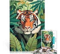 Puzzle 1000 pièces pour Adolescents Tigre dans la Jungle Compétition de Vitesse Manuelle est idéal comme Cadeau pour Toute la Famille 52x38cm