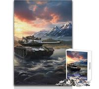 Puzzle 1000 pièces pour Adolescents - Tigre et Panzer au Coucher du Soleil - Détendez-Vous et Laissez-Vous emporter par la Magie des Puzzles ! Assemblage sans Couture,Haute précision 50x75cm