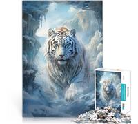 Puzzle 1000 pièces pour Adolescents Tigre gelé dans Le Monde de Glace Jeu de Quiz Activités Amusantes à la Maison, Cadeaux d'anniversaire, Cadeaux de Voyage, 52x38cm