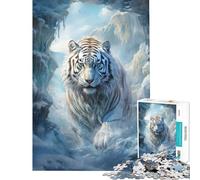 Puzzle 1000 pièces pour Adolescents Tigre gelé dans Un Monde de Glace Jeu éducatif et Stimulant idée Cadeau d'anniversaire (50x75cm)