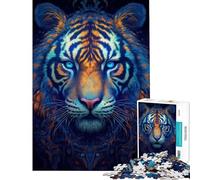 Puzzle 1000 pièces pour Adolescents Tigre néon Difficile et Stimulant Décoration intérieure Jeux relaxants pour Les 14 Ans et Plus 38x52cm