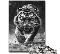 Puzzle 1000 pièces pour Adolescents Tigre Noir et Blanc pour 14 Ans et Plus Jeu de défi Unique Jeux en Famille Cadeaux d'anniversaire de Noël 26x38cm