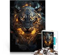Puzzle 1000 pièces pour Adolescents Tigre Noir et Or Abstrait Jouets de Jeu pour Cadeau Familial Super Cadeau 75x50cm