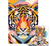 Puzzle 1000 pièces pour Adolescents Tigre Pop Abstrait Plat Aide à l'exercice cérébral Décoration Murale Jouet Convient aux Personnes de 14 Ans et Plus (38x52cm)