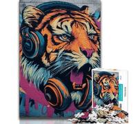 Puzzle 1000 pièces pour Adolescents Tigre Portant Un Casque 1000 pièces pour Adolescents, idéal comme Cadeau pour Toute la Famille Convient aux Enfants de 14 Ans et Plus (Taille 38x26cm)