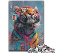 Puzzle 1000 pièces pour Adolescents Tigre Portant Un Casque, Puzzle Adulte, Jouet éducatif décompressant, décoration Parfaite (50x75cm)