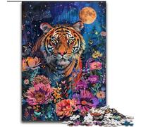 Puzzle 1000 pièces pour Adolescents Tigre sous la Lune, entraînez Votre Cerveau et Vos Mains Cadeau d'anniversaire Unique pour Les 14 Ans et Plus (Taille 50x75cm)