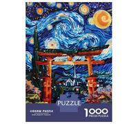 Puzzle 1000 Pièces pour Adolescents Torii Gate Stary Night Art Puzzle Adulte Jeu Familial Difficile Difficile Cadeau d'anniversaire Unique 52x38cm/1000pcs