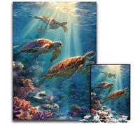 Puzzle 1000 pièces pour Adolescents Tortue de mer Puzzles en Bois Intéressants pour réduire Le Stress, Idées Cadeaux pour Les 14 Ans et Plus 50x75cm