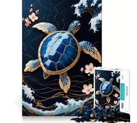 Puzzle 1000 pièces pour Adolescents Tortue dorée Kintsugi Art Bords précis Exercice Mental Jeu Amusant et Calme Cadeau d'anniversaire Artistique (50x75cm)
