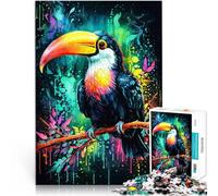 Puzzle 1000 pièces pour Adolescents Toucan dans Un Monde coloré Défi Difficile pour soulager Le Stress Jeu de défi Unique 52x38cm