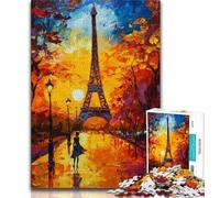 Puzzle 1000 pièces pour Adolescents Tour Eiffel Peinture à l'huile Puzzle 1000 pièces Anti-Stress Staycation Kill Time Wishlist avec Père Noël 26x38cm
