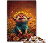 Puzzle 1000 pièces pour Adolescents Tournesol Cochon pour 14 Ans et Plus Défi éducatif Activités Amusantes à la Maison, Cadeaux d'anniversaire, Cadeaux de Voyage 26x38cm
