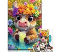 Puzzle 1000 pièces pour Adolescents Tournesol et Vache, défi d'intelligence cérébrale, Jouets addictifs, Cadeau d'anniversaire, décoration Murale 38x26cm