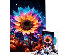 Puzzle 1000 pièces pour Adolescents Tournesol Néon Éclat Cosmique Activités Amusantes à la Maison Cadeau d'anniversaire Jeu Impossible pour 14+ Jeu de Puzzle Offert (38x52cm)