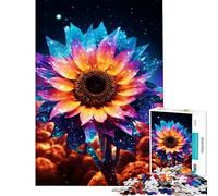 Puzzle 1000 pièces pour Adolescents Tournesol Néon Lueur Cosmique Aide à l'exercice cérébral Cadeau d'anniversaire Jouet Décoration Murale Convient aux Personnes de 14 Ans et Plus (50x75cm)
