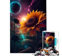 Puzzle 1000 pièces pour Adolescents Tournesol Terre Galaxie Jeu de réflexion et d'apprentissage Jouet éducatif pour la décoration intérieure (Dimensions 38x52cm)