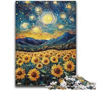 Puzzle 1000 pièces pour Adolescents Tournesols sous Le Ciel étoilé Puzzles pour Adolescents, Jouet éducatif intellectuel décompressant Décoration Parfaite (75x50cm)
