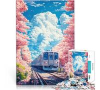 Puzzle 1000 pièces pour Adolescents Train à Travers Les cerisiers en Fleurs Jeu de Quiz est idéal comme Cadeau pour Toute la Famille 52x38cm