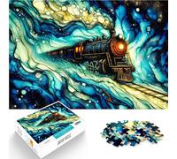 Puzzle 1000 pièces pour Adolescents Train à Vapeur dans Un Paysage Abstrait défi éducatif Cadeaux du Père Noël Secret 75x50cm