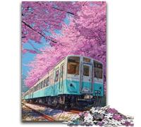 Puzzle 1000 pièces pour Adolescents, Train de Fleurs de Cerisier, pour Les 14 Ans et Plus, Jeu de Quiz, activités Amusantes à la Maison, Cadeau d'anniversaire, Cadeaux de Voyage 26x38cm