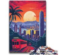 Puzzle 1000 pièces pour Adolescents Tramway de Hong Kong, Jeux éducatifs, décoration Murale, Cadeaux d'anniversaire et de Noël Uniques (Taille 38x52cm)